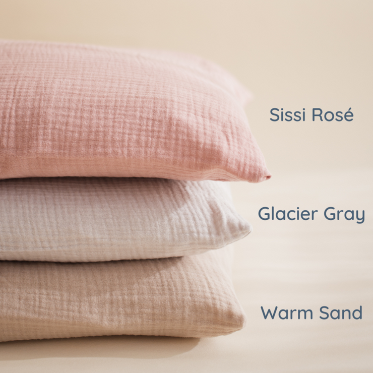 Kopfkissen-Bezug ´Warm Sand' Bio-Baumwolle-Musselin, 40x80 – murmunto organics